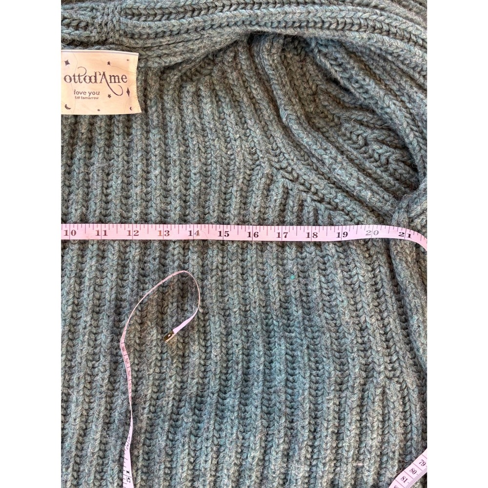 Ottod'Ame Teal Alpaca Wool Blend Ribbed Open Cardigan Duster Sweater US 8 - Picture 10 of 12